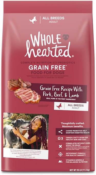 WholeHearted Grain Free Pork Beef & Lamb Recipe Dry Dog Food 25 lbs.
