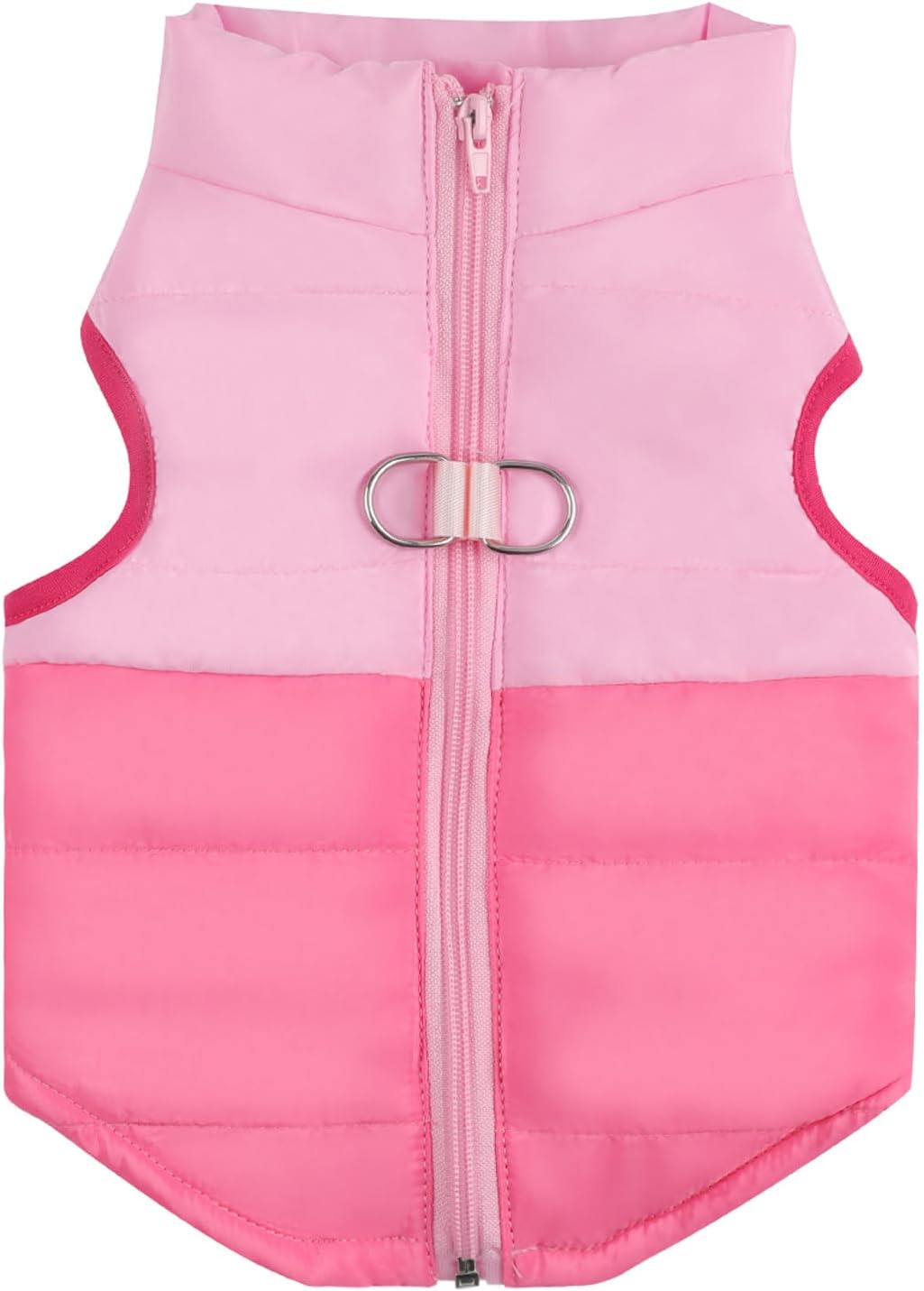 Winter Dog Coat with Leash Ring, Warm Jackets Puppy Cold Weather Coats Pet Clothes Cat Outfits for Small Dogs (Pink+Rosered, Small)