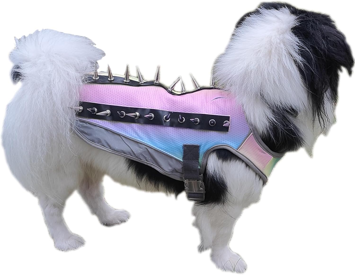 XSFANCYFUN Rainbow Medium Dog Vest – Spike Cooling Harness with Reflective Strips for Hot Weather – Summer, All Seasons – Unisex – Polyester, Rayon – Machine Wash – 1 Count