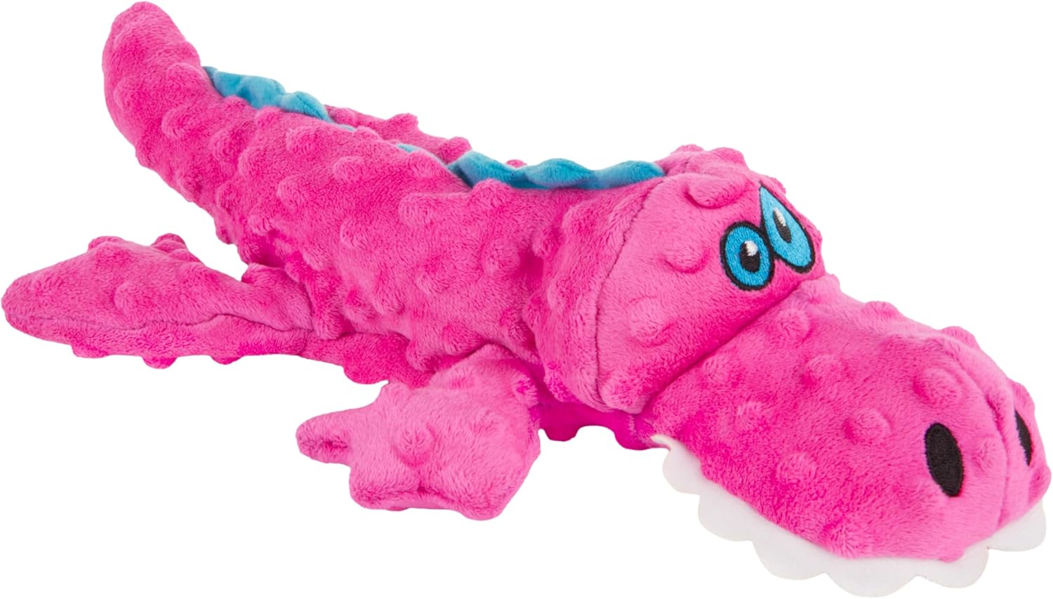 goDog Gators Squeaky Plush Dog Toy with Chew Guard Technology, Durable Fabric & Squeaker for Active Play, Pink, Large