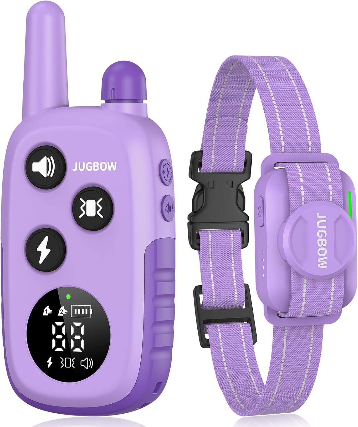 Jugbow Dog Shock Collar – 4200FT Dog Training Collar with Remote for 5-120 lb Large Medium Small Dogs, Rechargeable Waterproof IPX8 E Collars with Beep (1-3) Vibration(1-3) Safe Static(0-99)(Purple)