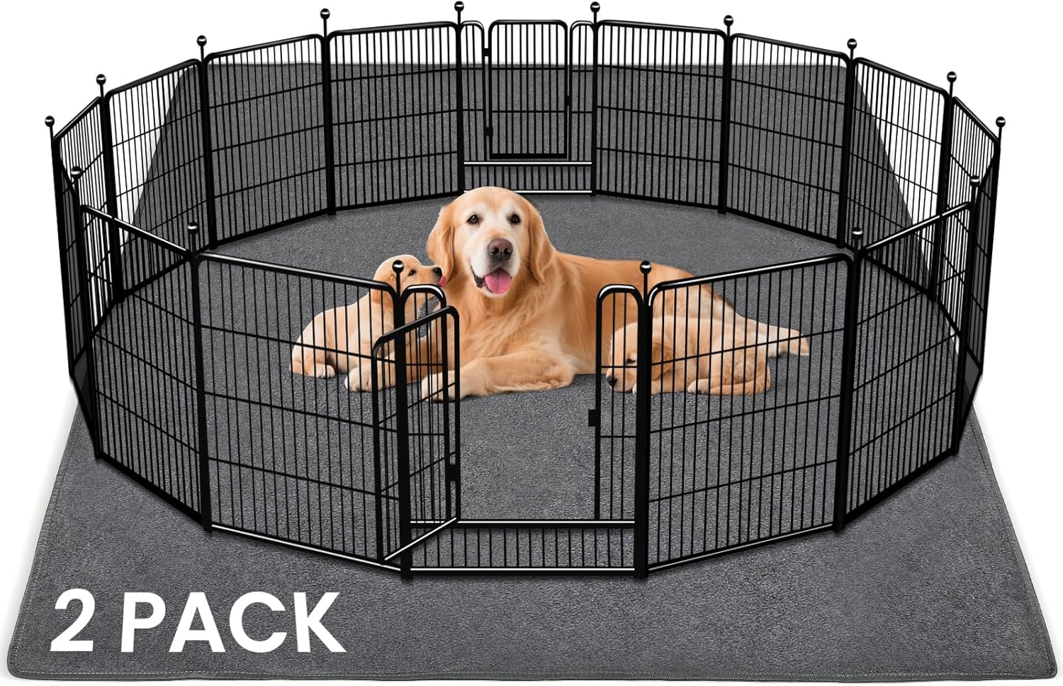 2 Pack Extra Large Washable Pee Pads for Dogs 72″x72″ Reusable Dog Mat for Floor Non-Slip Waterproof Pee Pads for Dogs Fast Absorbent Pet Whelping Pads Puppy Playpen Mat for Incontinence, Housebreak