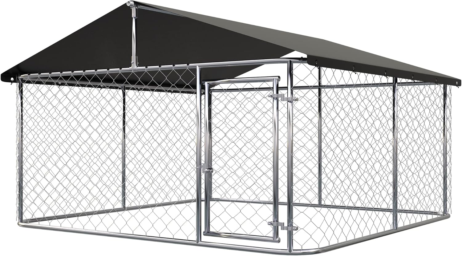 80″x 80″ Outdoor Dog Enclosure Heavy Duty Dog Kennel House Mesh Dog Big Cage Pet Kennel Steel Fence with Secure Lock