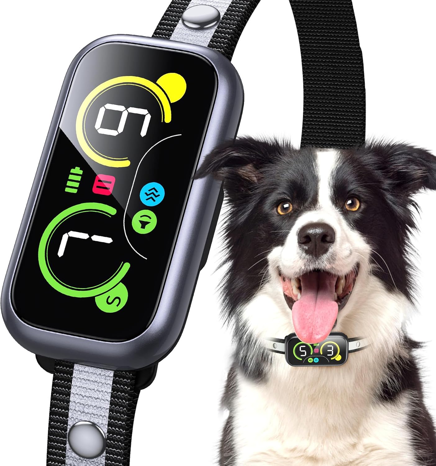 Bark Collar, Dog Bark Collar for Large Medium Small Dogs, Smart Barking Collar, Effective Anti Bark Collars for Dogs, Automatic Bark Collar Adjustable Beep Vibration Modes & 7 Sensitivity Black