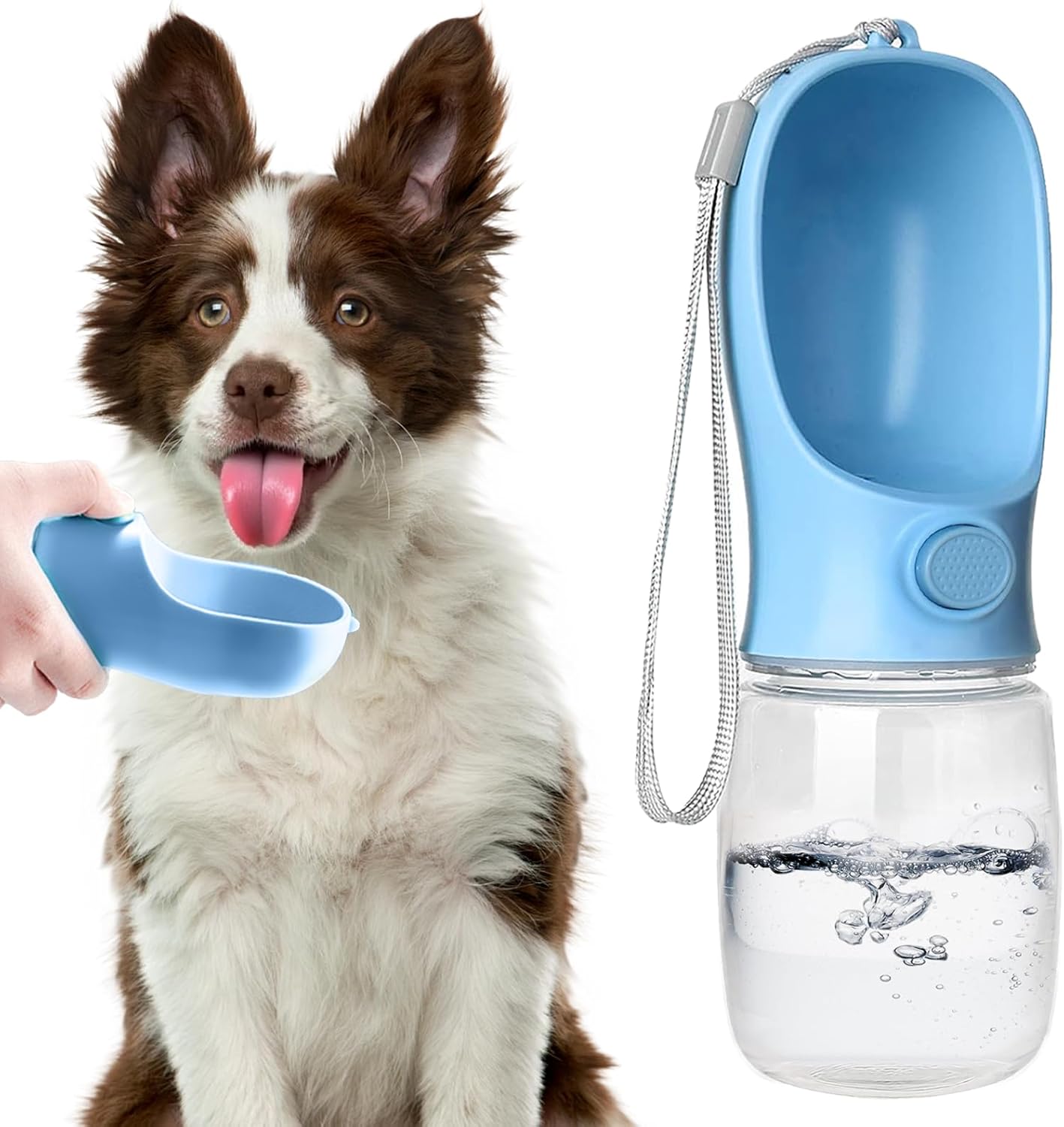 Bestac Pet Travel Water Bottle – Portable Dog&Cat Water Cup, One-Hand Operation, Lightweight & Leak-Proof, BPA-Free, Compatible with Most Gear, Ideal for Walking, Camping & Travel (Blue, 350ml)