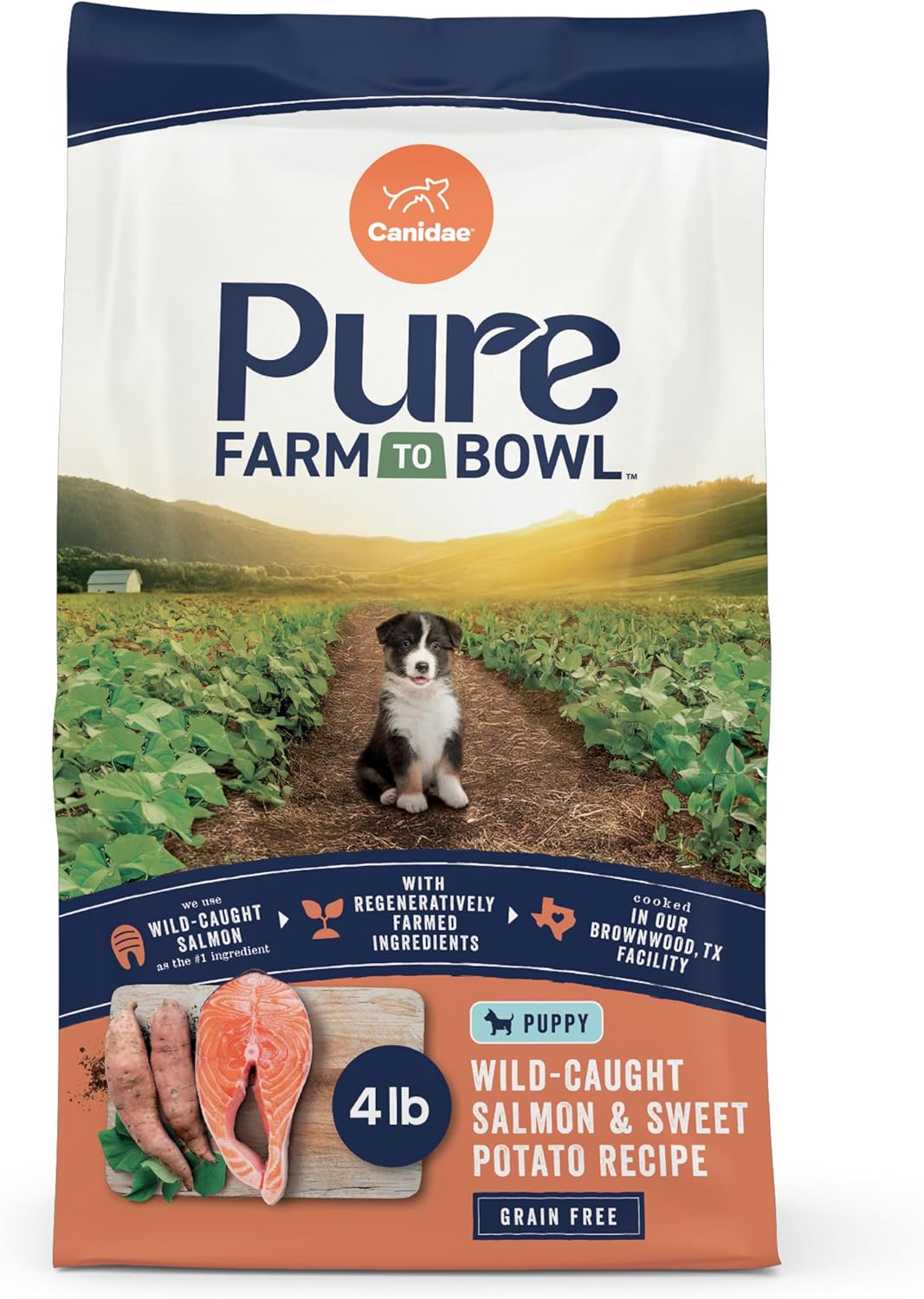 Canidae Pure Farm to Bowl Wild-Caught Salmon & Sweet Potato, Puppy Dog Food, Grain-Free, 4lb