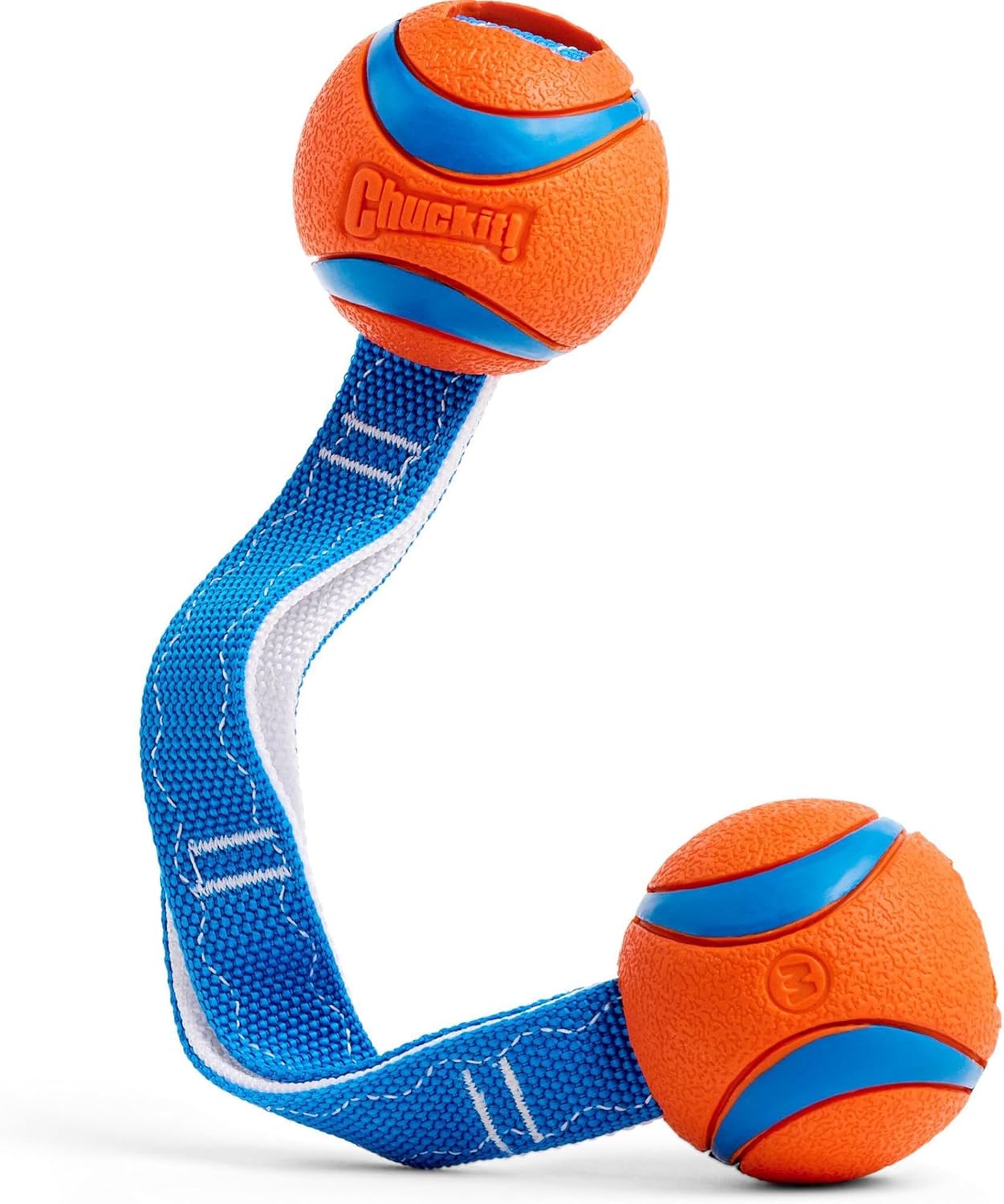 Chuckit! Ultra Duo Tug Dog Toy – Two Ultra Balls on a Durable Nylon Cord Handle – Fetch and Tug-of-War Toy for Dogs – Size Medium – For Breeds 20-60 lbs – 2.5-inch Diameter – Orange and Blue