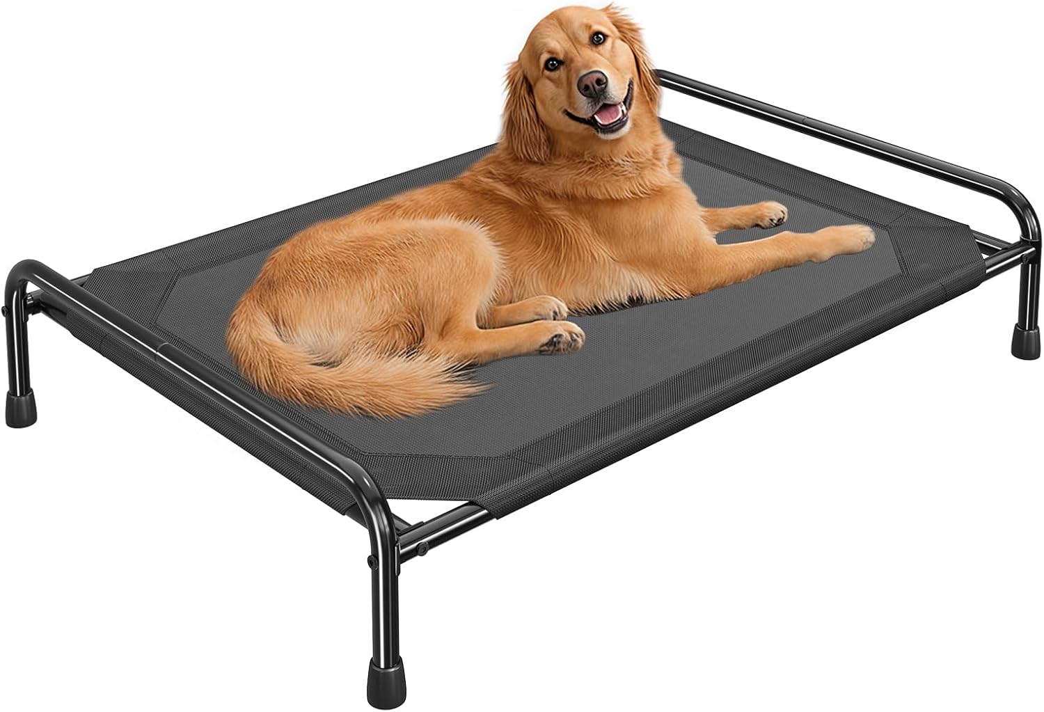 Cooling Breathable Elevated Dog Bed with Metal Frame for Large Dogs, Black