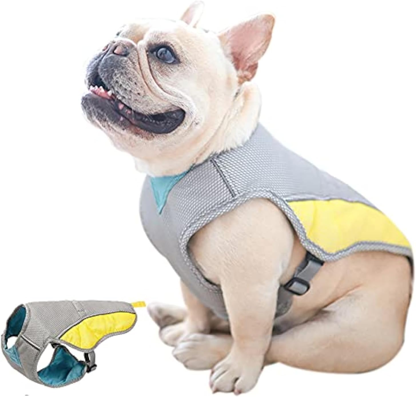 Cooling Harness Vest for Dogs French Bulldog Summer Cooling Vest Outdoor Dog Jacket Safety Reflective Vest Cooler Jacket Sun-Proof Pet Coat Vest for Frenchie(M)