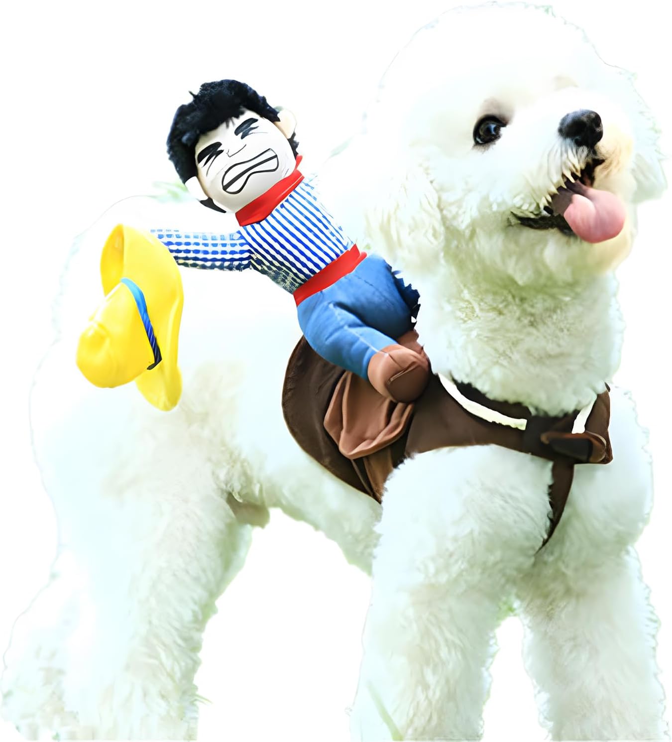 DELIFUR Dog Halloween Costume Funny Dog Cowboy Riding Costume Pet Costume Cat Suit Cowboy Rider Style for Small Medium Large Dogs (Cowboy, Large)