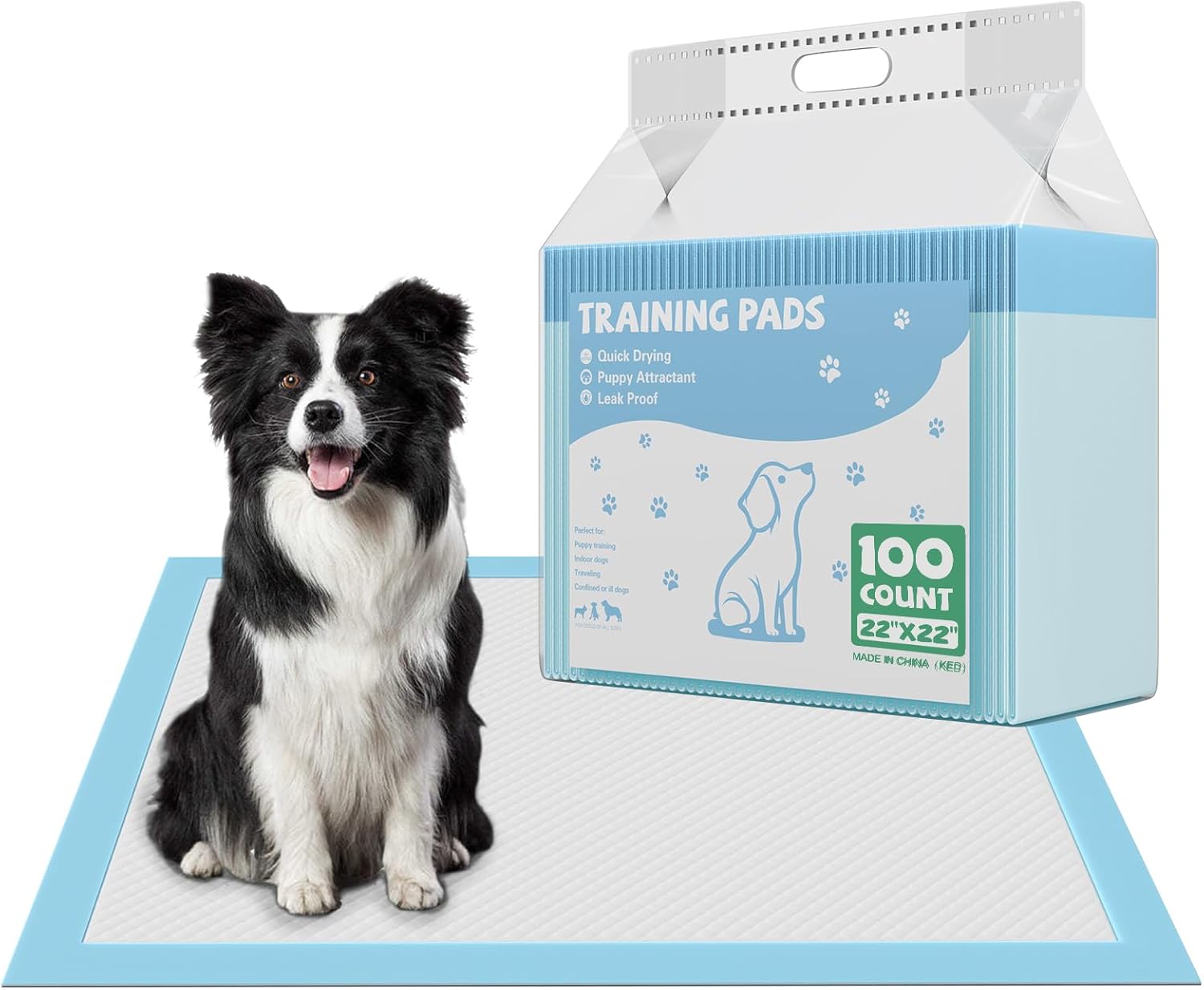 DUMOS 100 Count Puppy Pads for Dogs, 22″ x 22″ Potty Puppy Training Pad, Dog Cat Pee Pads, Super Absorbency Disposable Pet Leakproof Quick Drying Pad