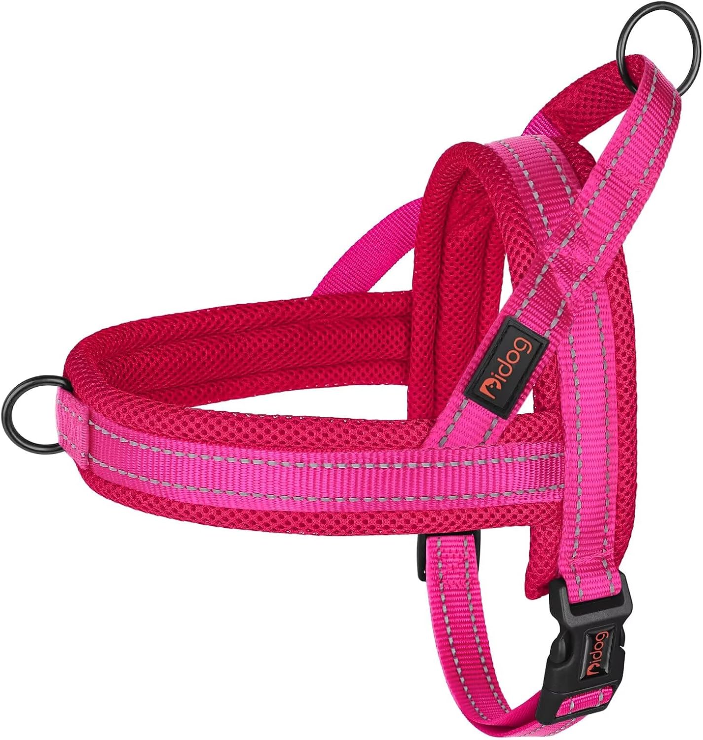 Didog No Pull Dog Harness with Soft Mesh Padded,Reflective & Quick Fit Light Weight Dog Strap Vest Harness,Easy for Walking Training (S:Chest 18-22″, Mesh-Hot Pink)