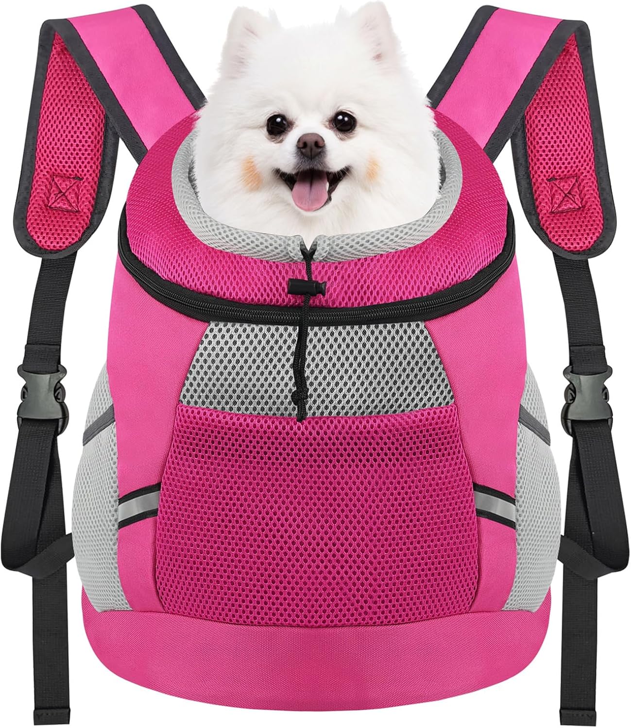 Dog Backpack Carrier, Front Chest Carrier for Cat Small Dogs, Pet Carrying Bag for Travel Hiking Cycling Outdoor Rose S (Suggested Pet Height 7-10 in, 2-6 lbs)