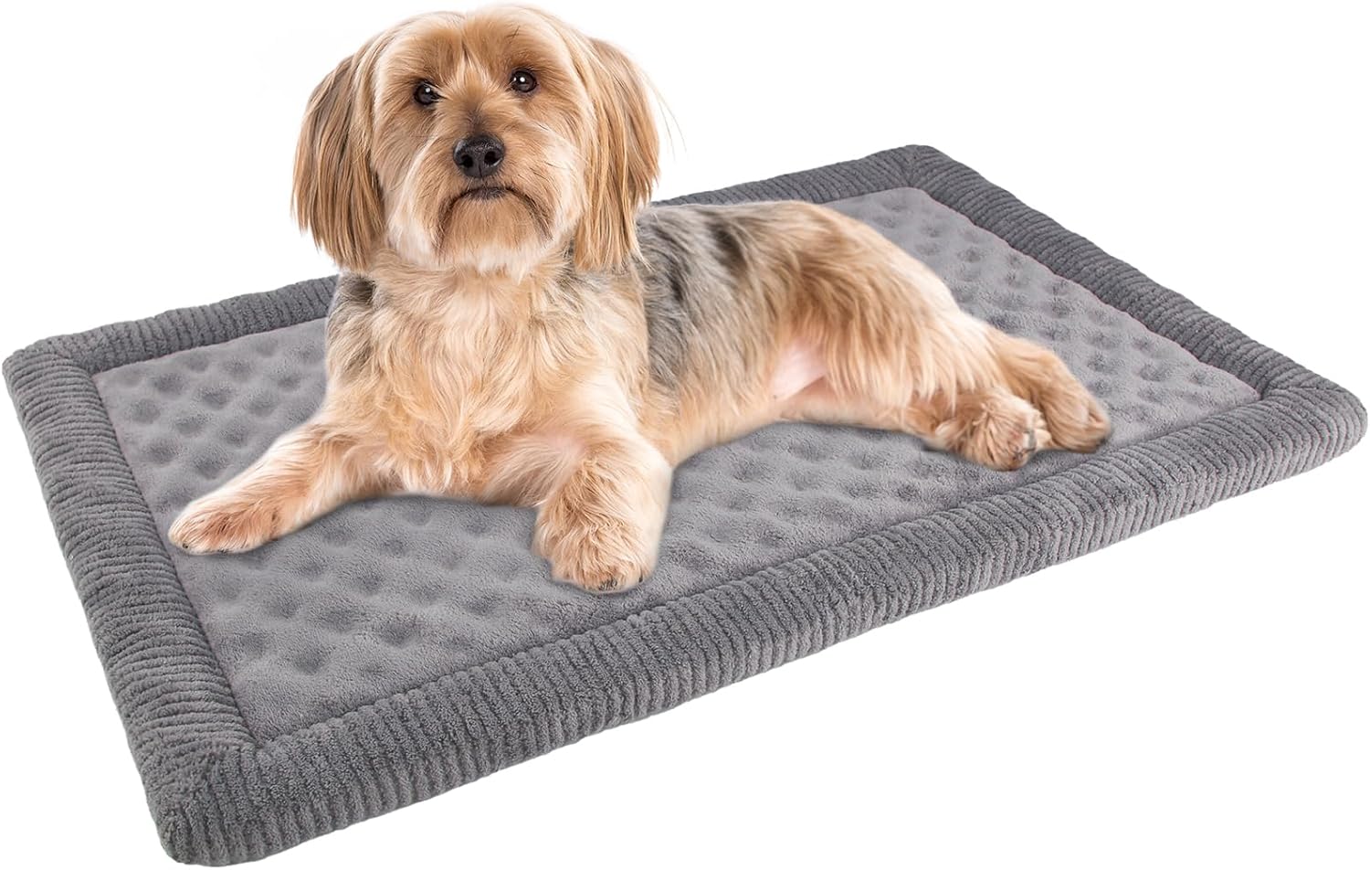 Dog Crate Pad 24×17 inch Gray Memory Foam Dog Bed Mat for Small Dog Cat Grey Washable Puppy Sleeping Bed Anti Slip
