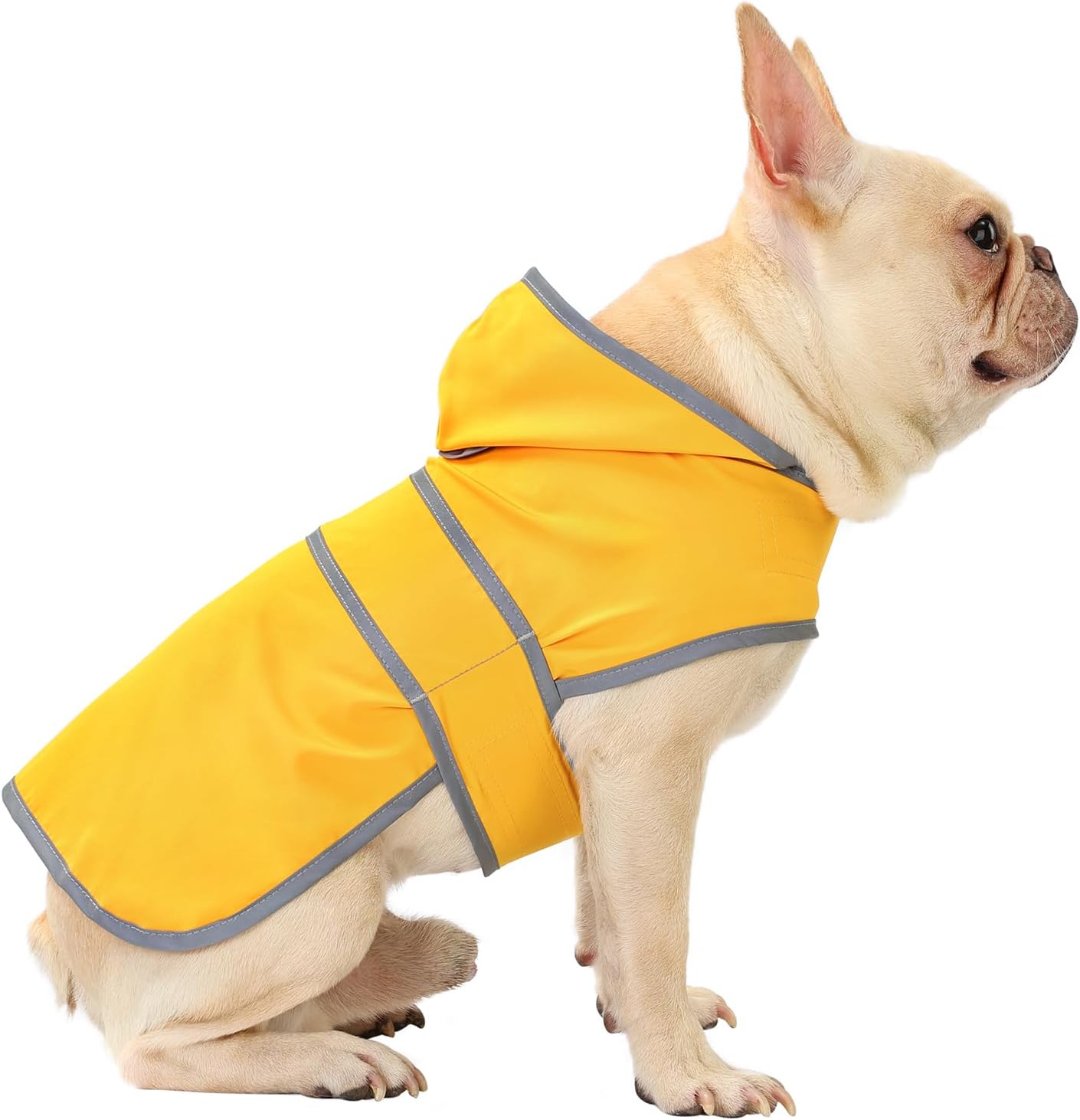 Dog Raincoat for Medium Dogs Waterproof Jacket Hooded Rain Coats with Reflective Strips Leash Hole & Poncho Adjustable Fit (Yellow,M)