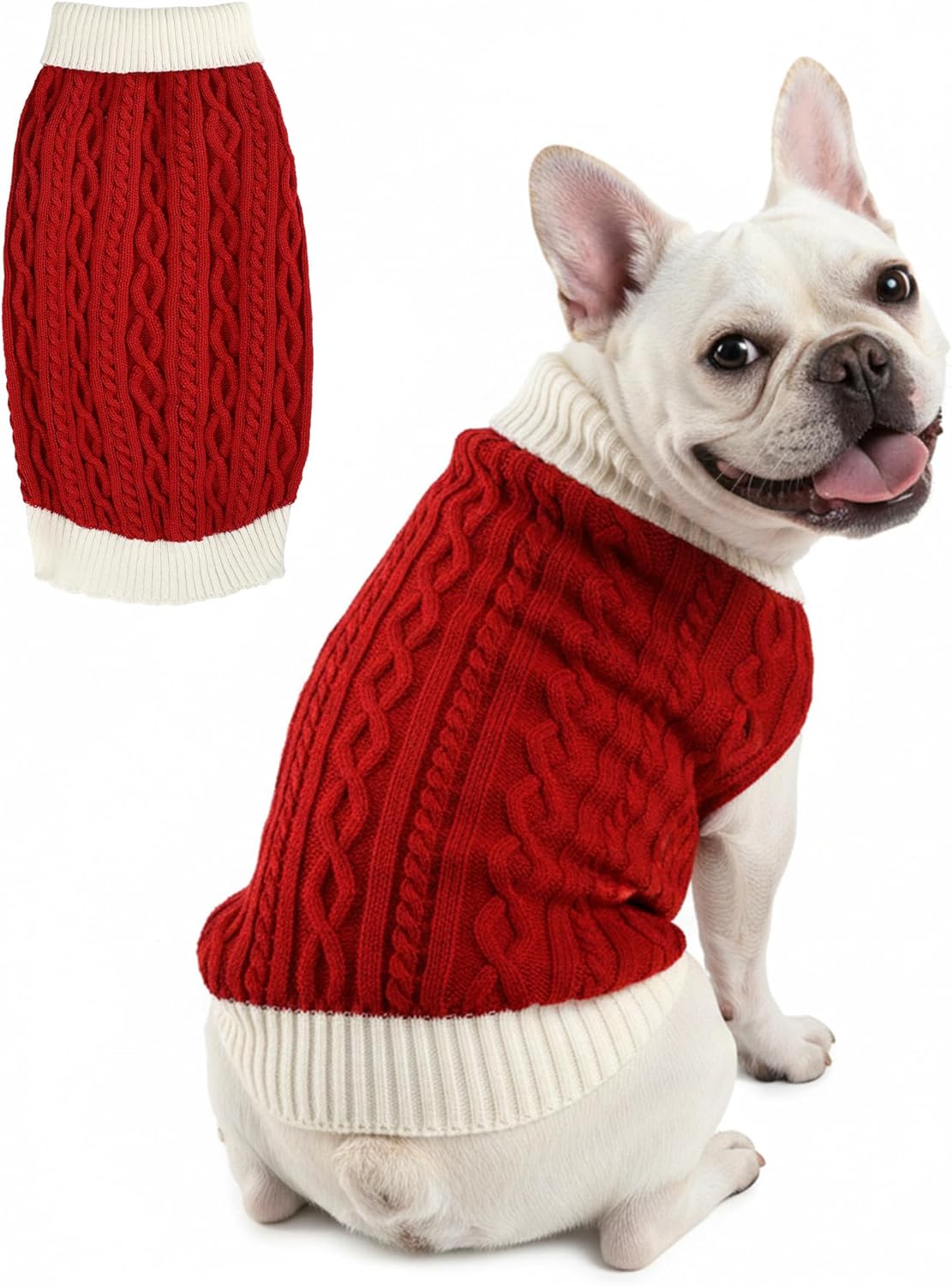 Dog Sweaters for Small Medium Large Dogs Cats,Turtleneck Cute Pattern Warm Soft Pet Clothes Boy Girl Cable Knit Doggy Autumn Coats Winter Puppy Outfits Cold Weather Jackets