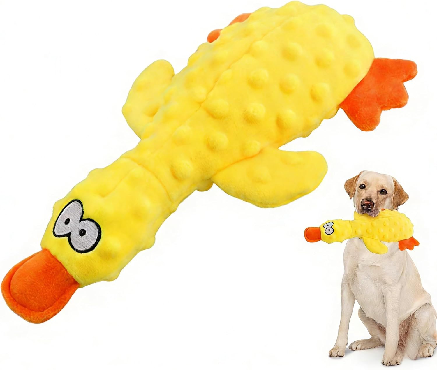 Dog Toys for Aggressive Chewers, 2026 Upgraded Duck Dog Toys Large Dogs Indestructible, Vocal Toys with Built-in Squeaker for Boredom Relief, Cute Yellow Duckling Plush for Playtime (Yellow)