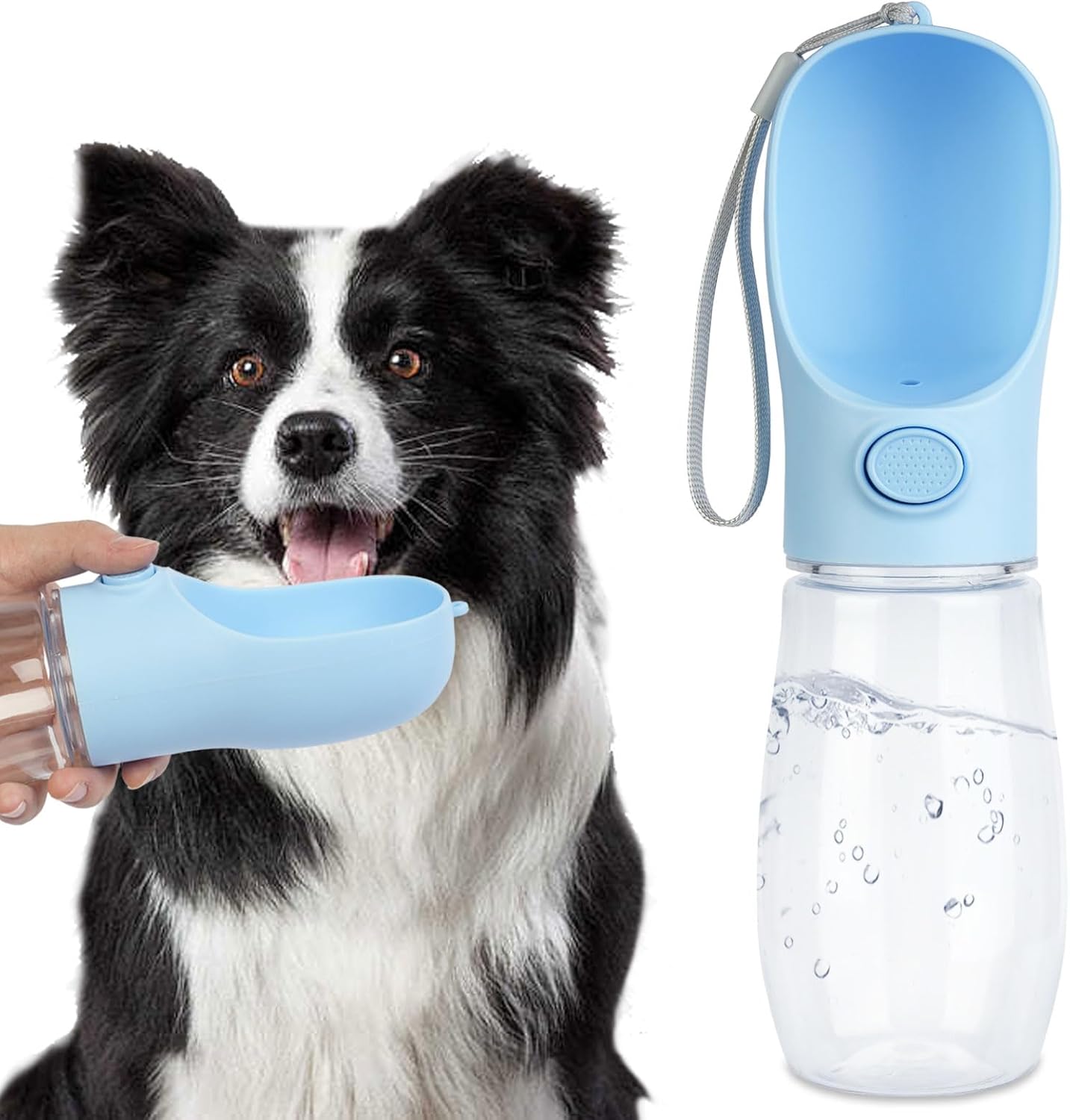 Dog Water Bottle, Leak Proof Portable Puppy Water Dispenser with Drinking Feeder for Puppy Small Medium Large Dogs Pet Outdoor Walking, Hiking, Travel, Food Grade Plastic (19oz Blue)