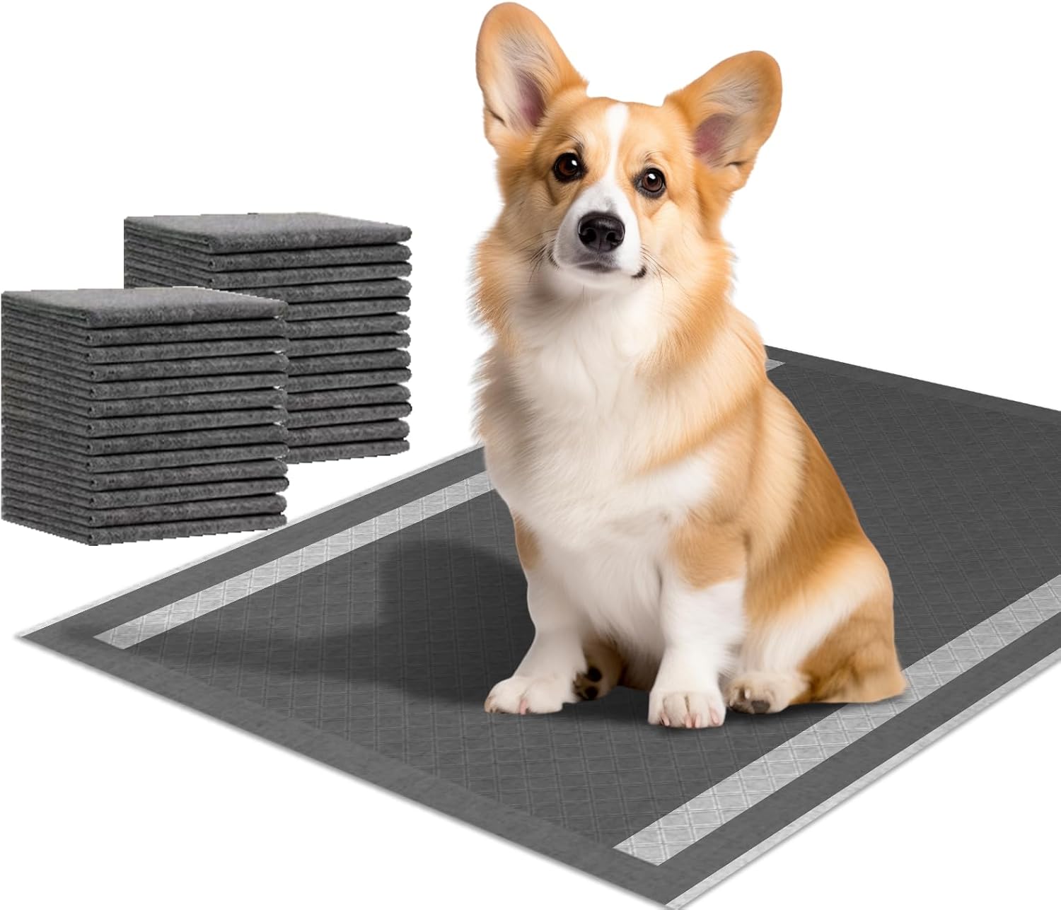 Dog and Puppy Pee Pads 100 Count, 23” x 30” Charcoal Odor-Control Puppy Pads with Leak-Proof Quick-Dry Design, Pet Training Pads for Potty Training Strong Absorbency
