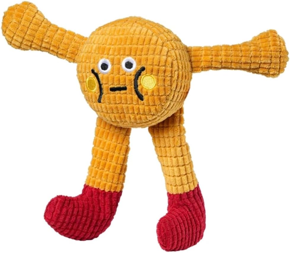 Dog&Cat Squeaky Chew Toys-Soft Yarn Plush Waffle&Long Leg Baby Dog and Catnip Toy with Squeakers & Crinkle Paper Gift for Small, Medium and Large Dogs (Yellow Waffle Baby)