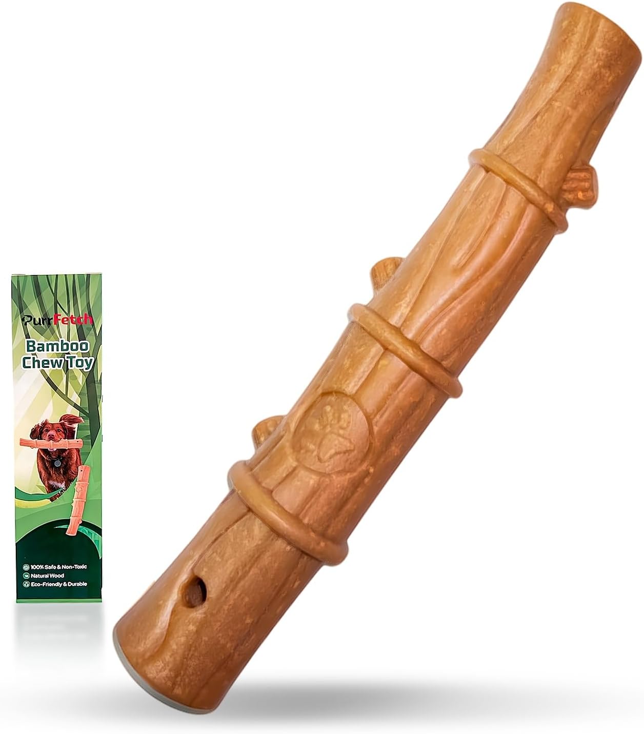 Durable Non-Splintering Dog Chew Toy for Small Breeds – 5.5” Bamboo-Shaped Stick with Natural Wood Bits, Eco-Friendly, Non-Toxic, Long-Lasting for Aggressive Chewers