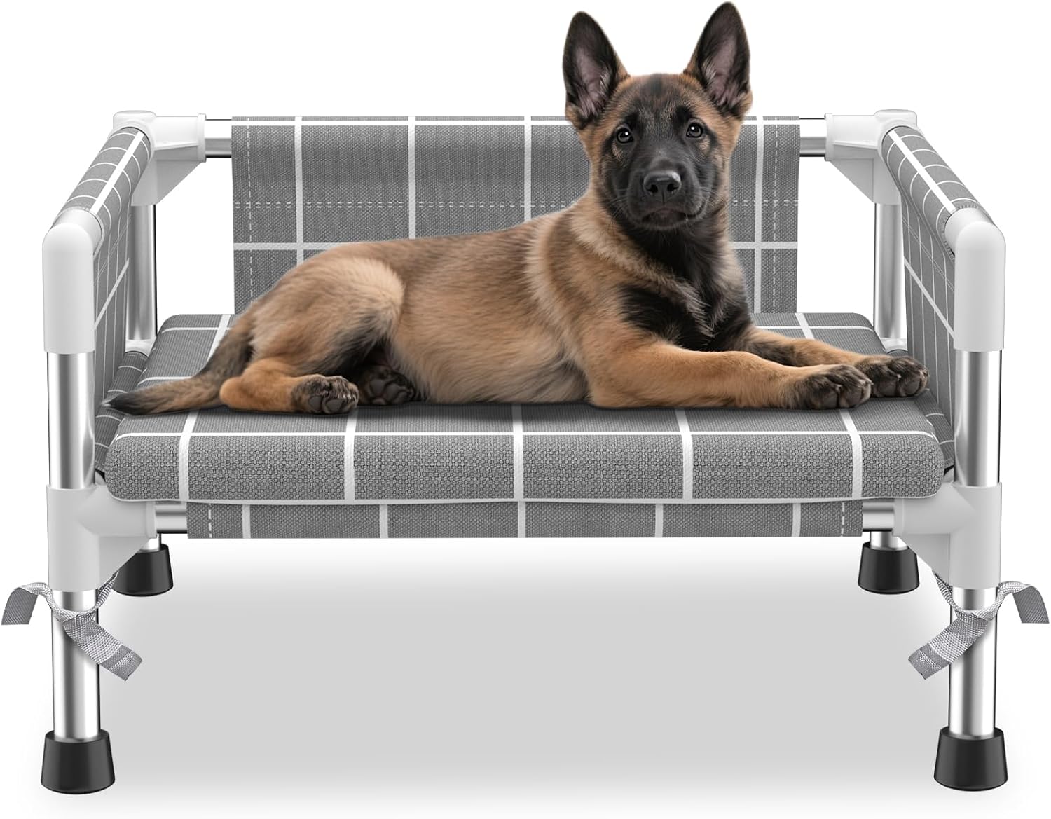 Elevated Dog Bed with Three-Sided Fence and Removable Cushion – Anti-Slip Feet, Stable Design, Easy Assembly, Indoor Relaxation & Outdoor Activities for Small Dogs, All-Season Comfort