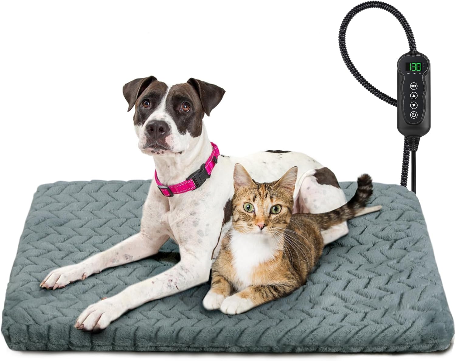 GASUR Heated Dog Bed, Waterproof Cat Heating Pad with Timer Temperature Adjustable, Indoor Heated Electric Pet Bed for Cats Dogs, Auto Power-Off, Anti-bite Pet Heated Pad, 28”x20”, Medium