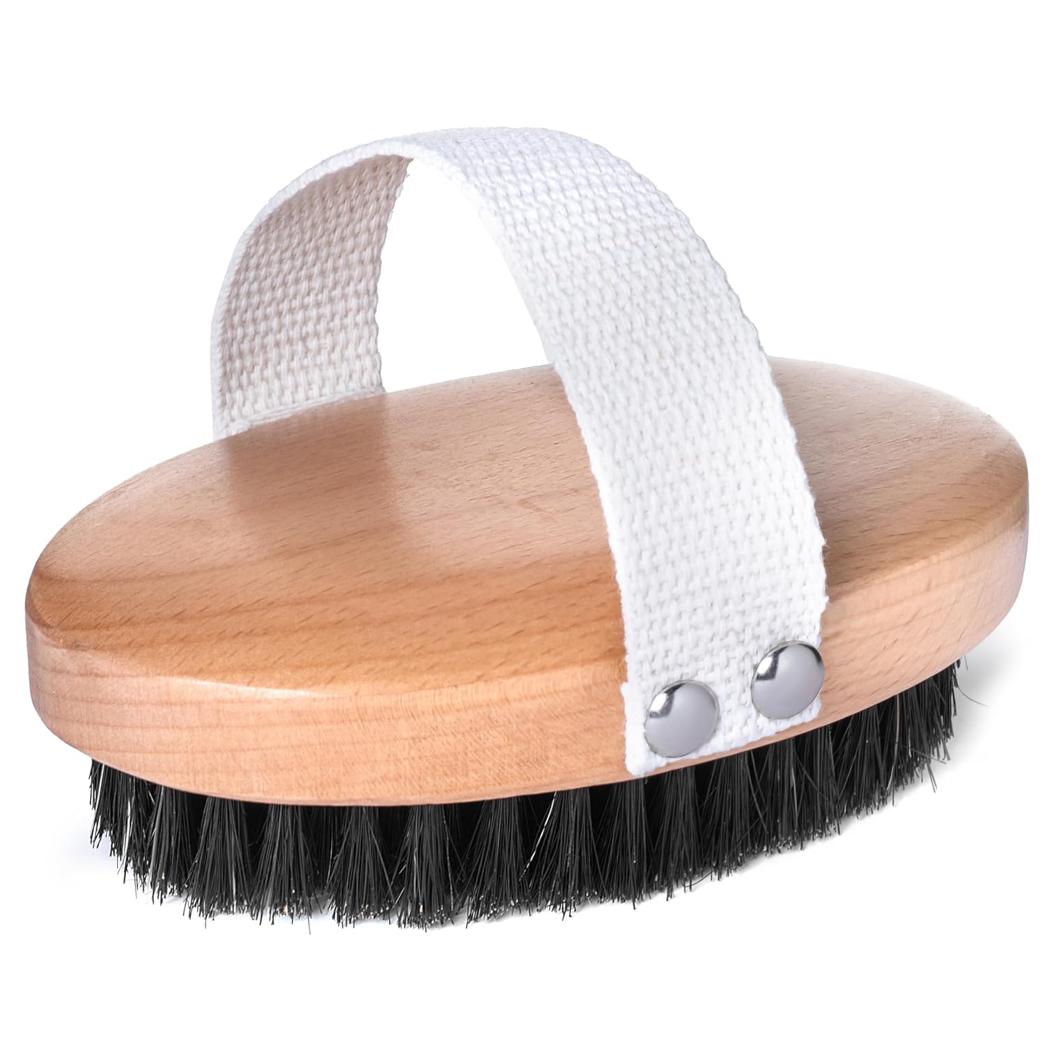 GranNaturals Soft Bristle Dog Brush for Short Haired Dogs & Cats w/Strap – Wooden Handle & Gentle Boar Bristles for Deshedding, Smoothing and Grooming Pet Hair Fur to Give Naturally Shiny Coat