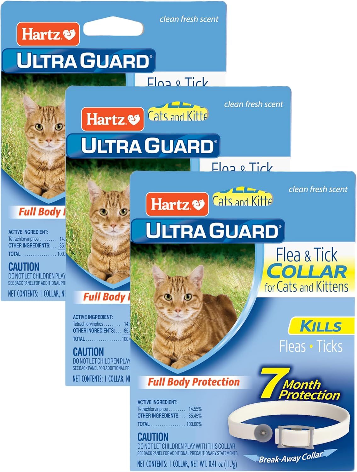 Hartz UltraGuard Flea & Tick Collar for Cats and Kittens, 7 Month Flea and Tick Protection and Prevention, White (Pack of 3)