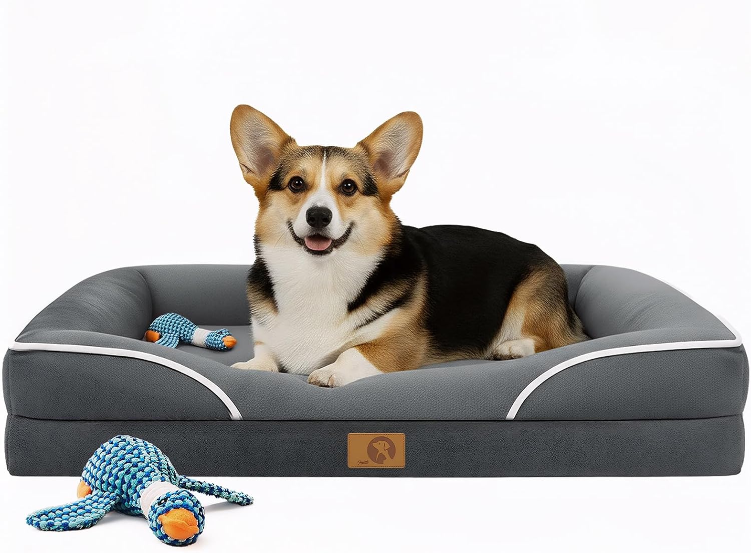 Homemate Dog Beds Large Sized Dog: 36×27 inch Orthopedic Large Dogs Bed XL Outdoor Pet Cat Bed Sofa Supplies with Toy Dogs Crate Pad Couch with Removable Washable Cover & Non-Slip Botton Dark Grey