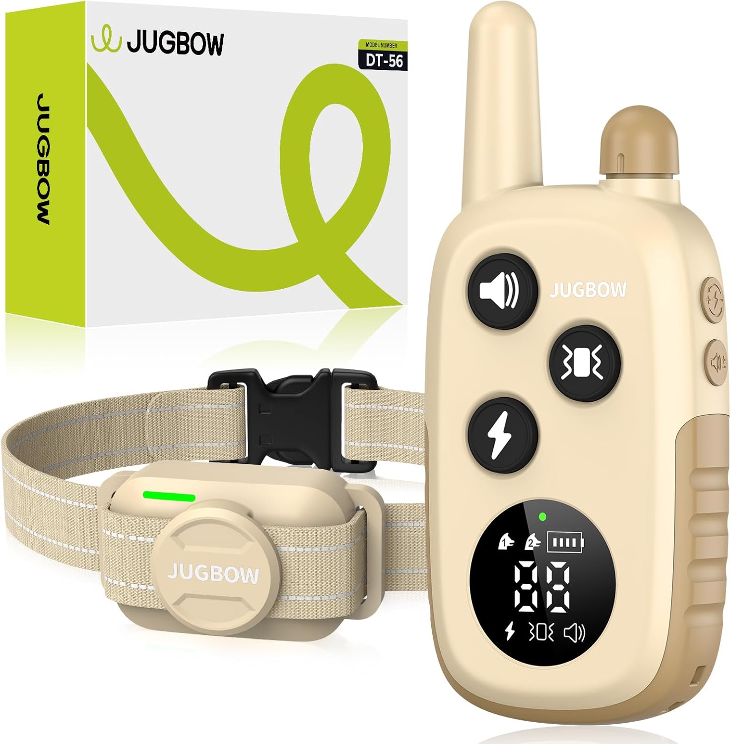 Jugbow Dog Shock Collar – 4200FT Dog Training Collar with Remote for Large Medium Small Dogs, Electric Collar with Beep/Safe Static/Vibration, Rechargeable Waterproof IPX8 E Collars (Beige)