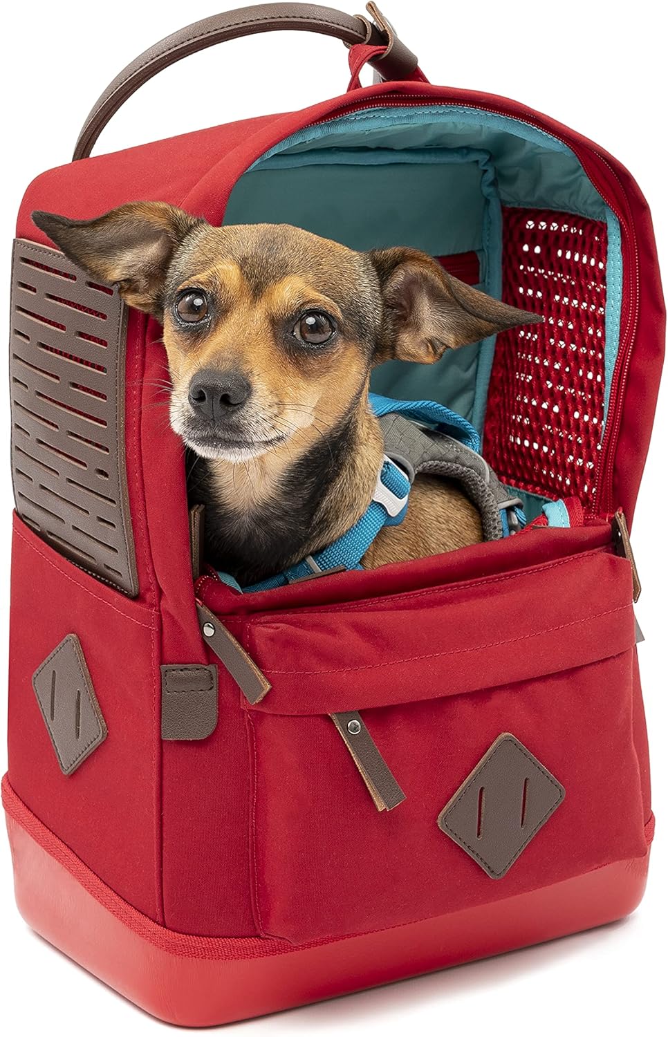 Kurgo Nomad Carrier Backpack – Airline Approved Dog Bag for Travel – Stylish Pet Backpack with Waterproof Bottom – Lightweight for Hiking – Small Breed Dog Carrier with Tablet Sleeve – Red