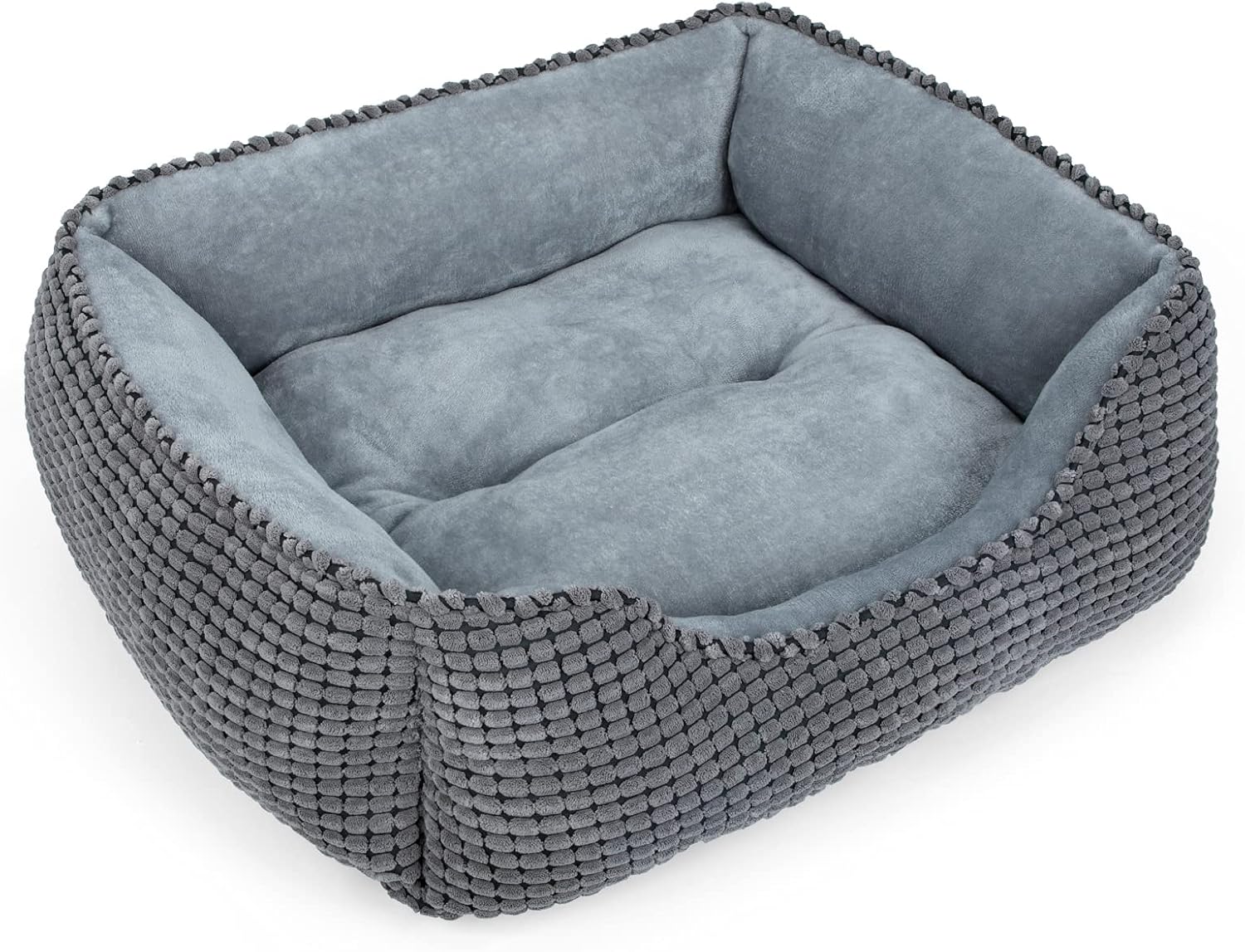 MIXJOY Dog Bed for Large Medium Small Dogs, Rectangle Washable Sleeping Puppy Bed, Soft Calming Cat Beds for Indoor Cats, Orthopedic Pet Sofa Bed, Anti-Slip Bottom with Multiple Size (20”, Grey)