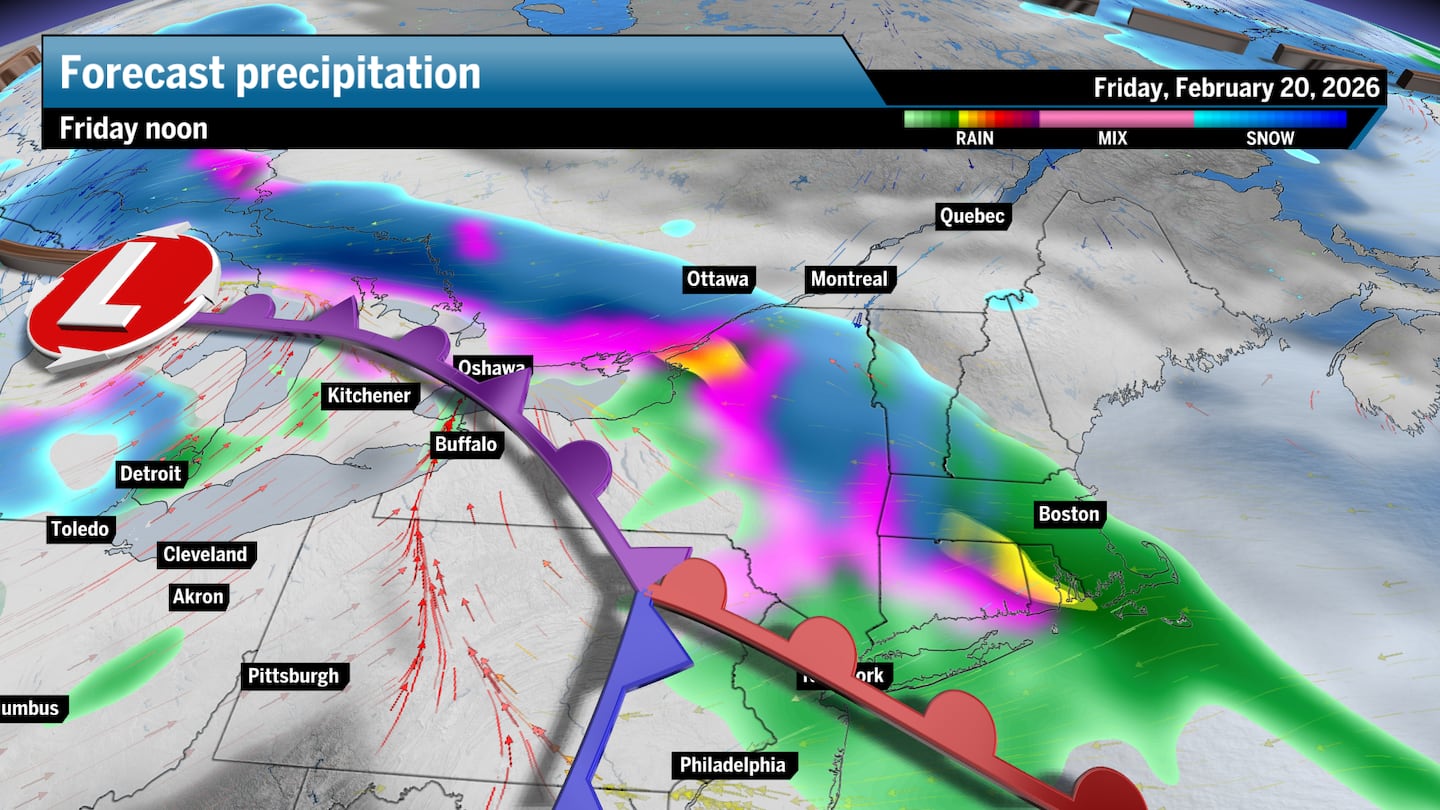 The storm forecast as of noon on Friday.