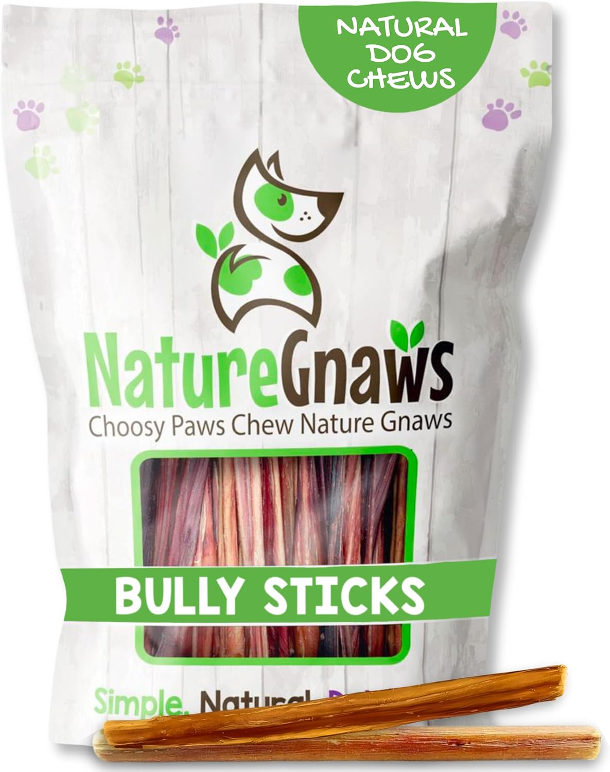 Nature Gnaws Extra Thin Bully Sticks for Small Dogs 5-6″ (10 Count) – Long Lasting for Light Chewers and Puppies – Natural Beef Dog Chew Bones