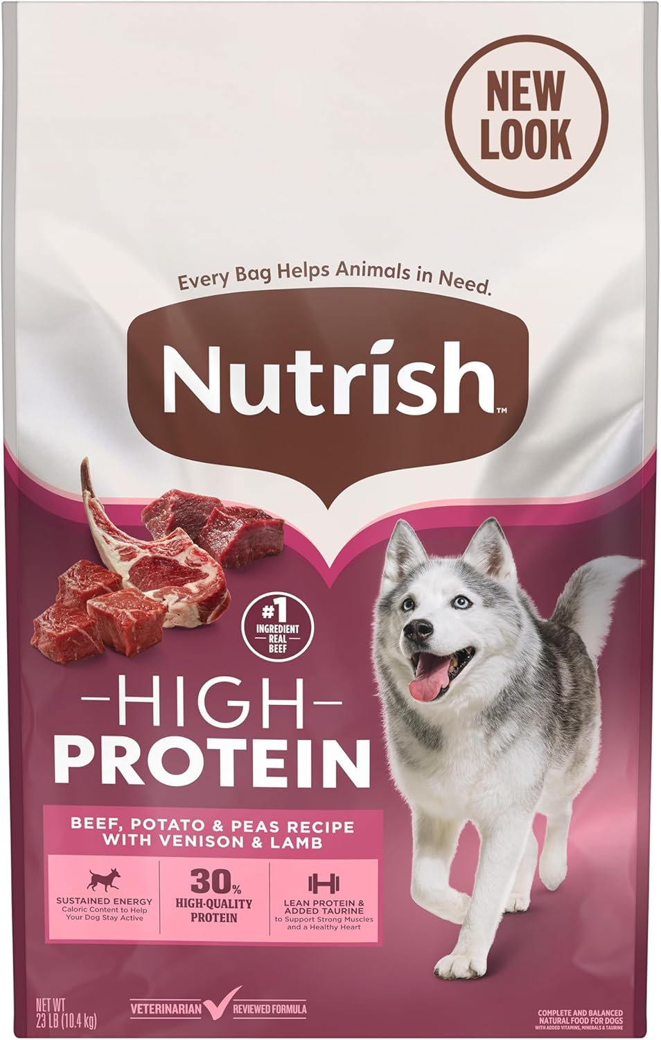 Nutrish High Protein Dry Dog Food Beef, Potato & Peas Recipe with Venison & Lamb, 23 lb. Bag, (Rachael Ray)