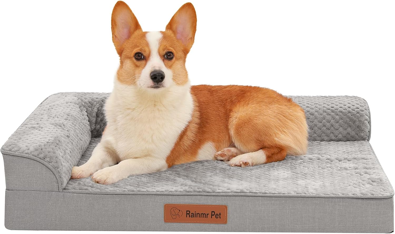 Orthopedic Dog Bed Medium Size Dog, Memory Foam Dogs Bed for Medium Dogs, Washable Removable Cover, Nonskid Bottom, Waterproof, for Indoor, Outdoor, Crate ＆ Car Use, 35x23x6 Inches, Light Grey