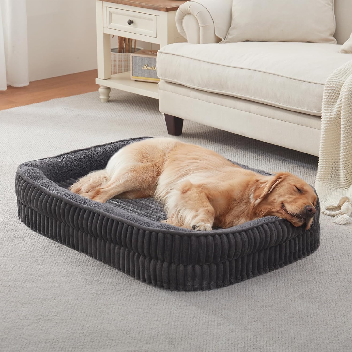 Orthopedic Dog Bed for Medium Dogs Breeds, High Density Egg Crate Foam Dog Sofa Beds,Oval Kennel Bed, Pet Couch Bed with Four Sided Bolster, Removable Washable Cover& Non-Slip Bottom