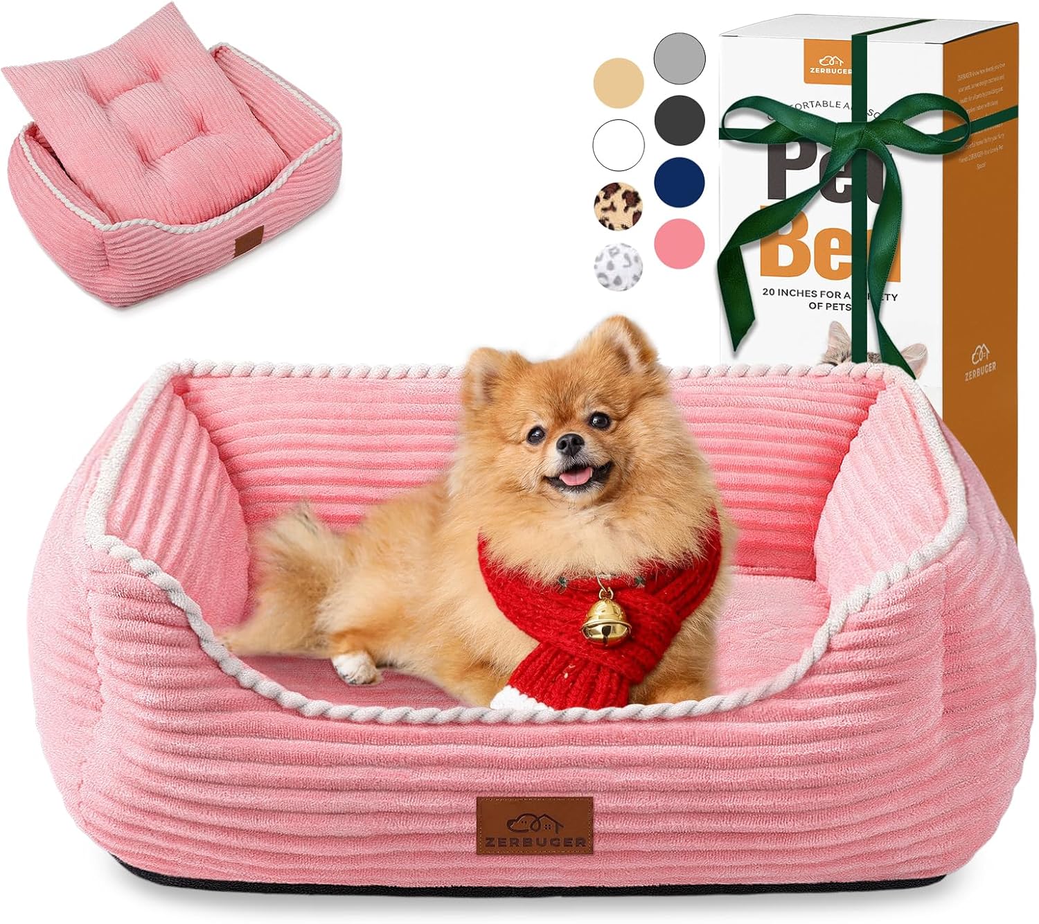 Orthopedic Dog Bed for Medium Dogs,Dog Sofa Beds Supportive Foam Pet Couch Bed with Removable Washable Mat and Nonskid Bottom (Medium, Pink)