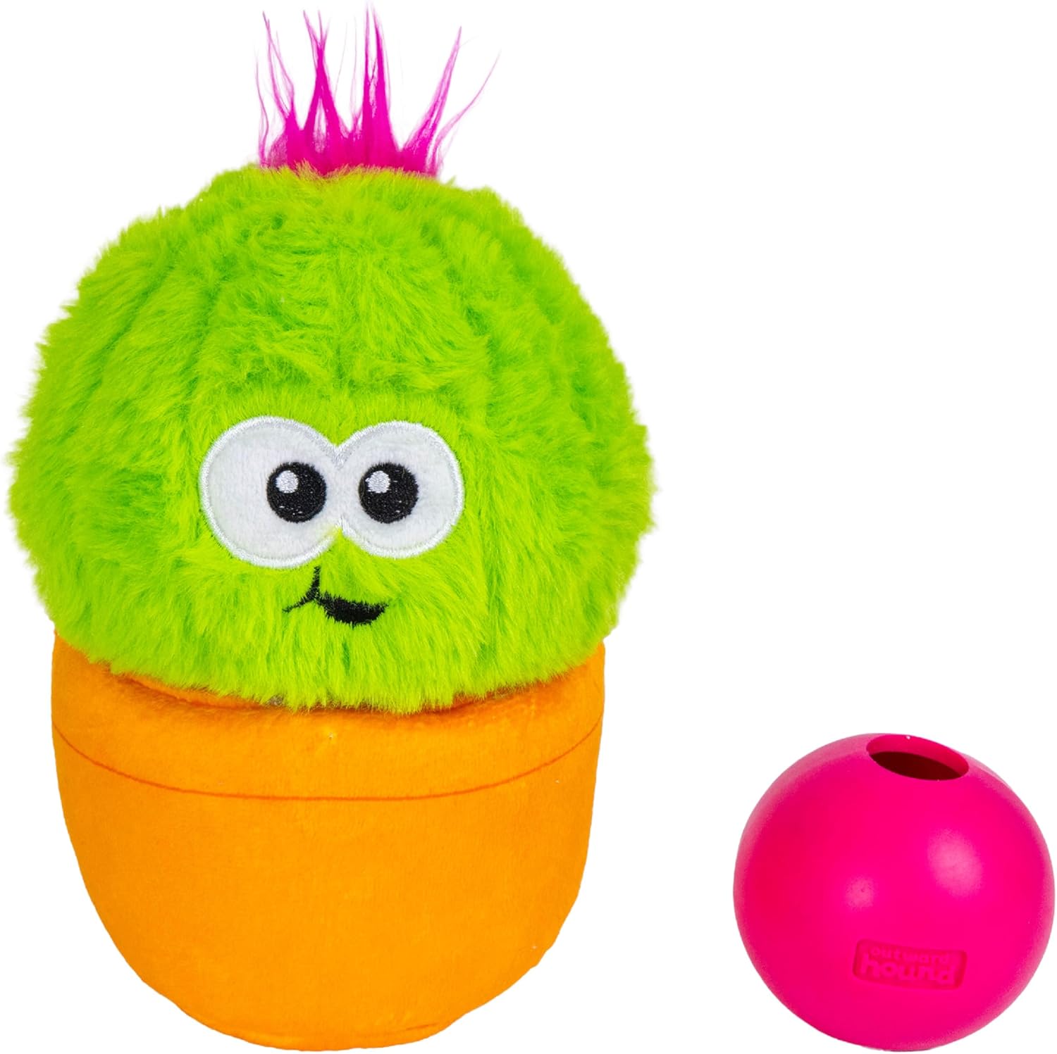Outward Hound by Nina Ottosson Snack Palz Interactive Plush Dog Puzzle with Treat Ball, Cactus, Green