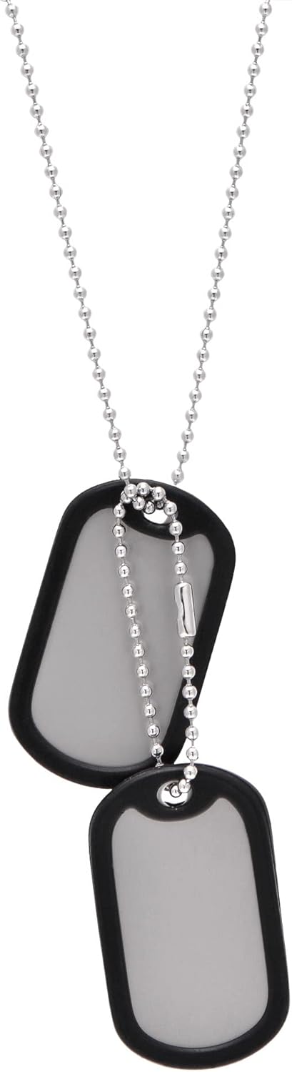 Paialco Stainless Steel Dog Tags Military Set Complete with Chains & Black Silencers