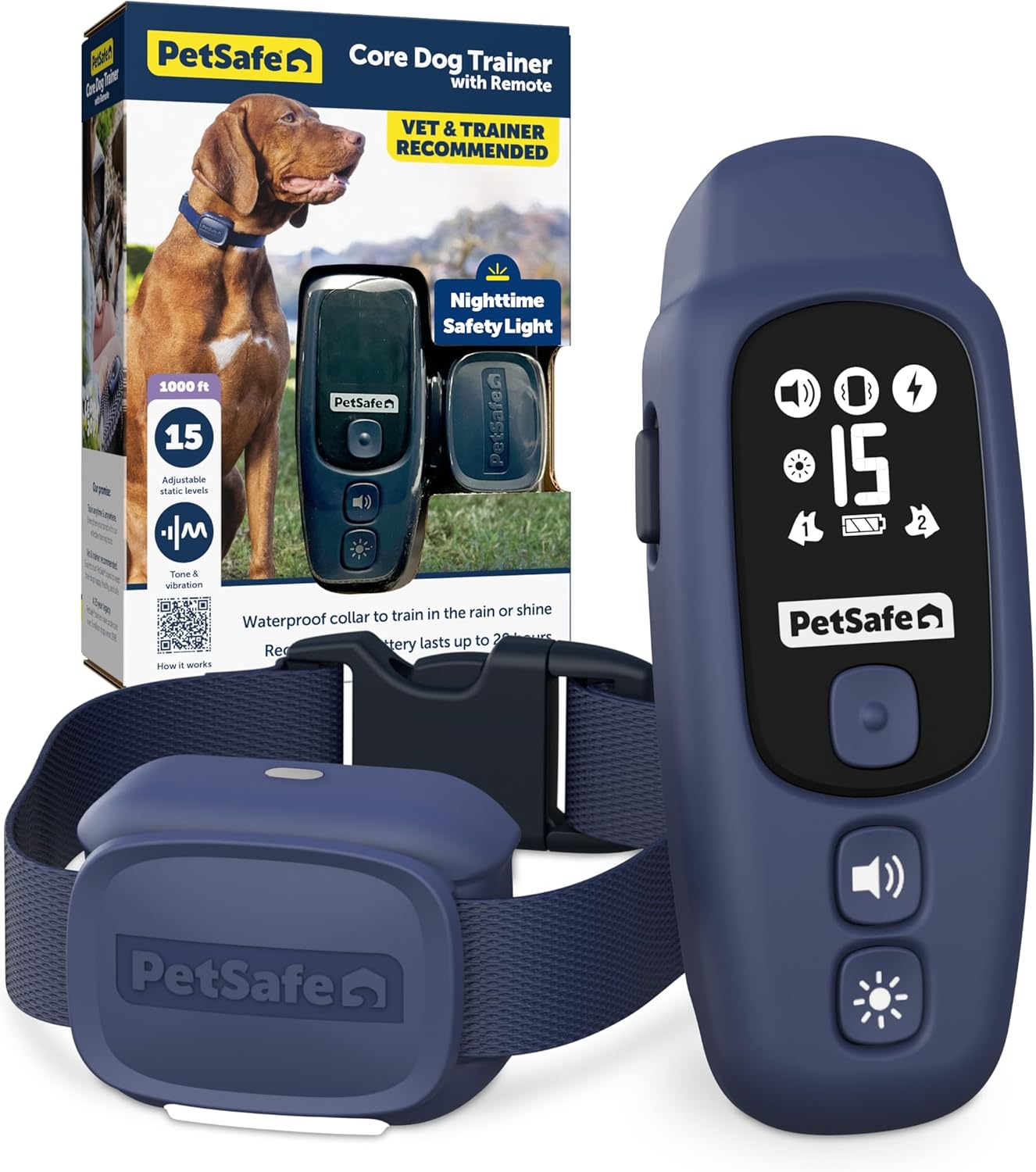 PetSafe Core Dog Trainer with Remote – Effective Dog Training – 15 Levels of Static Correction – Waterproof Collar – Rechargeable Training Collar – Compact Remote Transmitter