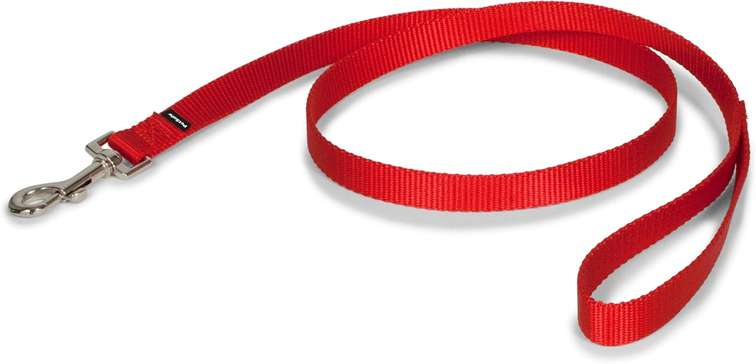 PetSafe Nylon Leash – Chew-Resistant Cat & Dog Behavioral Training Leash – Compatible with Easy-Walk Harness – Traditional-Style Reliable Pet Lead with a Padded Hand Wrap – 3/4″ x 4′ – Red