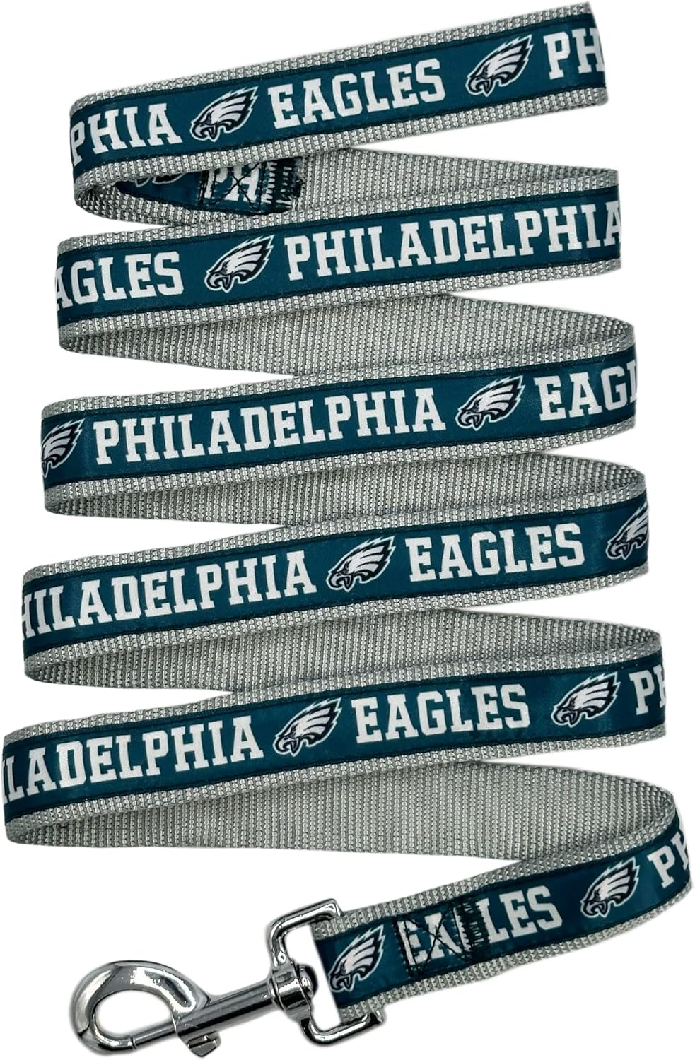 Pets First NFL Licensed Philadelphia Eagles Pet Leash, Size Large – Durable Satin Dog & Cat Walking Strap and Pet Tether with Embroidered Team Name & Logo