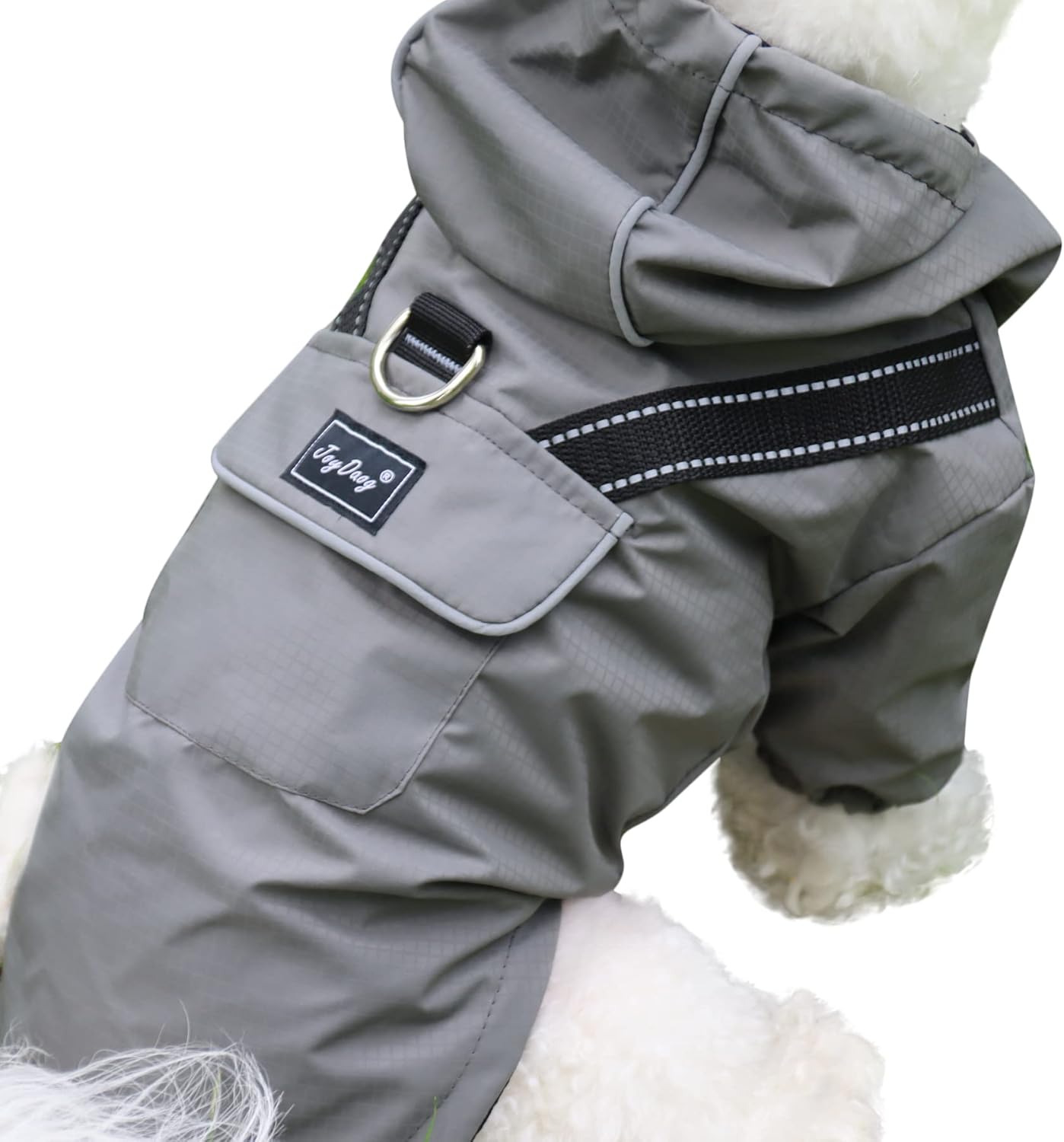 Premium Dog Raincoat with Hood for Medium Dogs,Outdoor Sports Waterproof Dog Rain Jacket,Puppy Raincoat with Pockets,Grey M