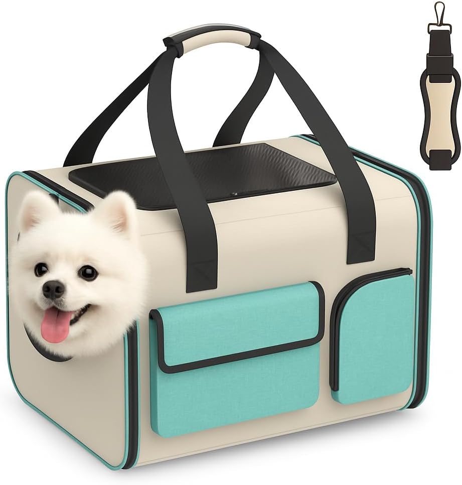 Small Dog Travel Carrier Bag – Soft Sided Pet Travel Carrier for up to 15LBS Small Dogs – Breathable and Comfortable for Car Trip Camping Outdoor Vet Hospital