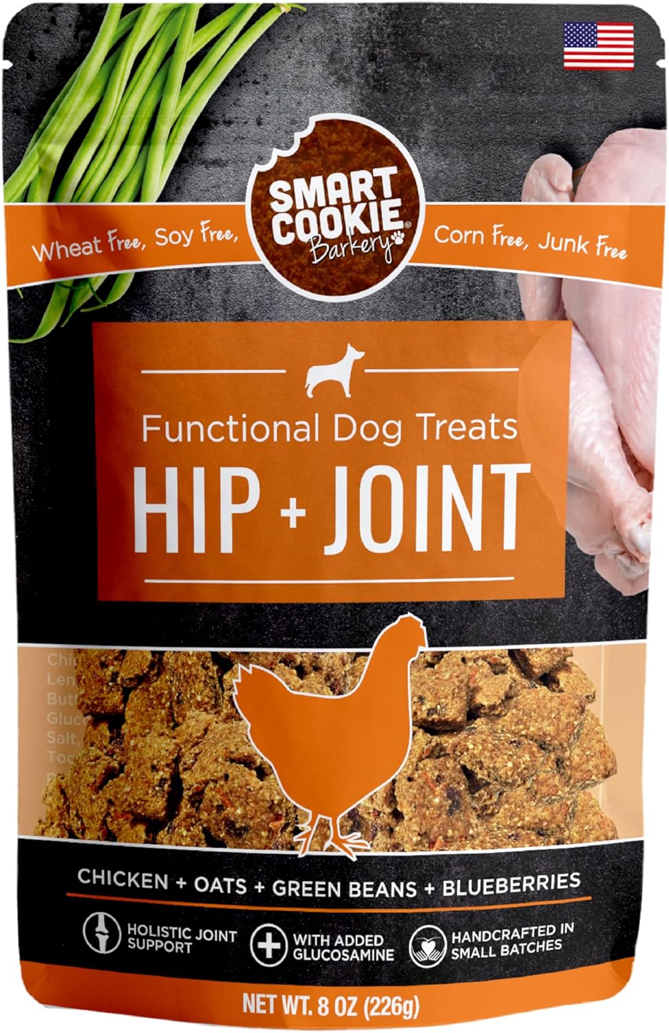 Smart Cookie All Natural Dog Treats – Healthy Hip and Joint Chicken Dog Biscuits with Glucosamine – Ideal for Senior Dogs and Sensitive Stomachs – Dehydrated, Crunchy, Human-Grade, Made in USA – 8oz