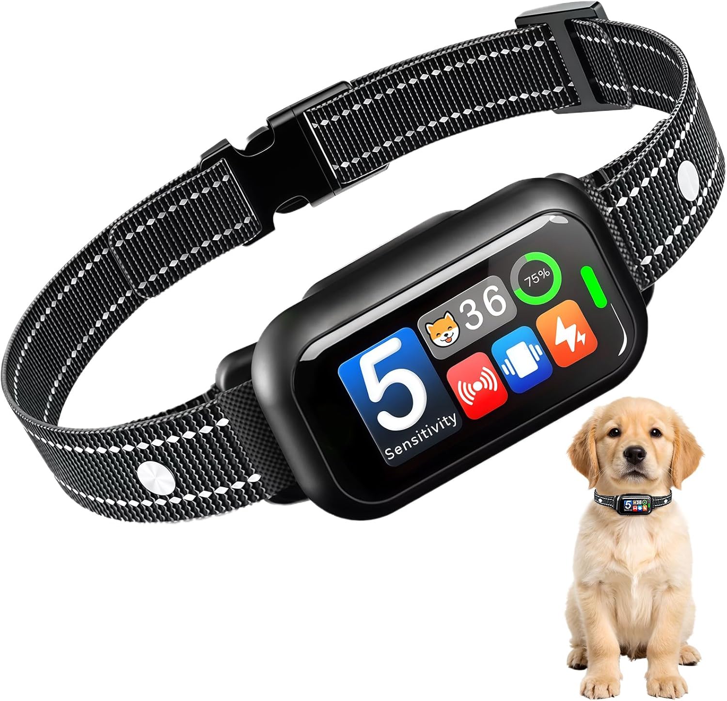Upgraded Dog Bark Collar, NATGOVOD Smart Barking Collar with 5 Modes & 5 Adjustable Sensitivity & Bark Counter, Waterproof Automatic Shock Collar for Small Medium Large Dogs 10-120lbs