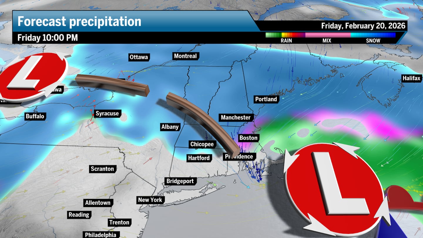 The storm forecast as of 10 p.m. on Friday.