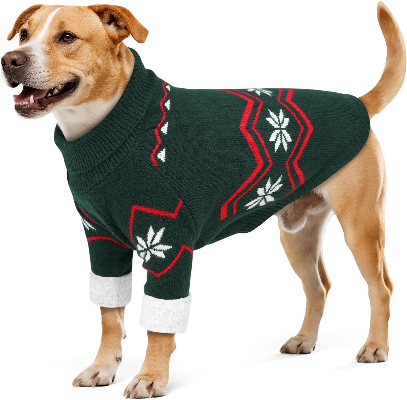 WINGOIN Dog Sweater for Large Dogs, XXL Size Dog Christmas Sweaters, Male Female Knit Dogs Turtleneck Pullover with Leash Hole, Pet Warm Winter Clothes for Girl Boy Border Collie, Pitbull (2XL)